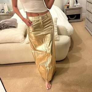 Revolve Superdown Gold Maxi Skirt